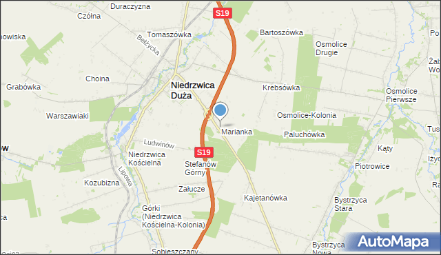 mapa Marianka, Marianka gmina Niedrzwica Duża na mapie Targeo